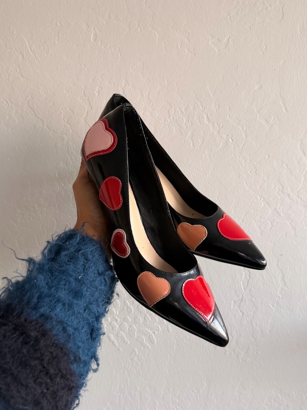 Vintage 90s Patent Leather Red Heart Heels - Picture 4 of 9